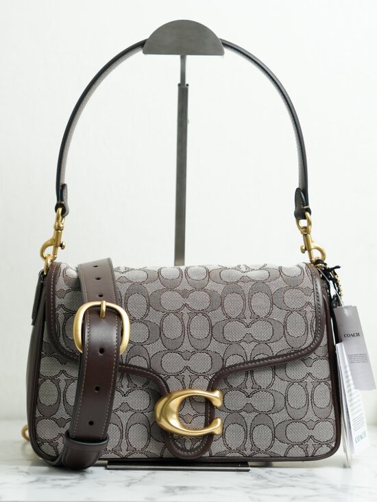 Coach Handbags - Coach CDT21 Soft Tabby Shoulder Bag Signature Jacquard Brass/Oak Maple Brown NWT